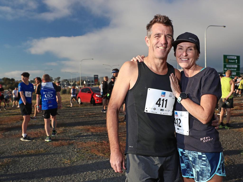 Mark and Cathy Blake running in the 2019 City to Casino. Mark and Cathy now live in New Zealand but Mark featured in the advertisement for the very first city to casino fun run 47 years ago. Picture: LUKE BOWDEN