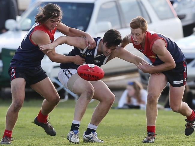 North Central FL, Grand Final, Charlton  Navy Blues  V Wycheproof-Narraport Demons , at St Arnaud,  Cody Gunn, 41,  Charlton  Navy Blues,   &   Rolly White, 41, Boe Bish, 19,  Wycheproof-Narraport Demons,   Picture Yuri Kouzmin