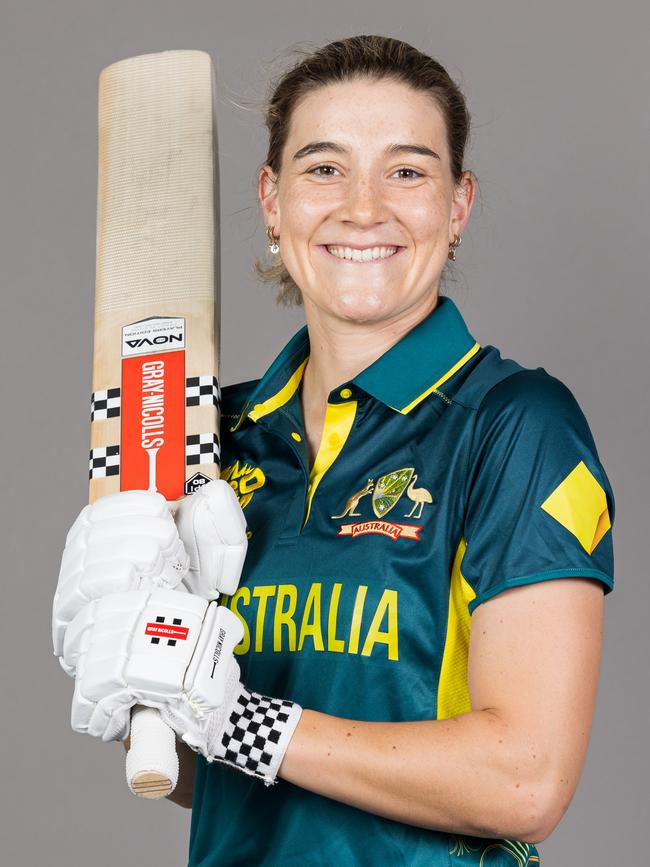 Sutherland in Dubai ahead of the Women’s T20 World Cup in September. Picture: Getty