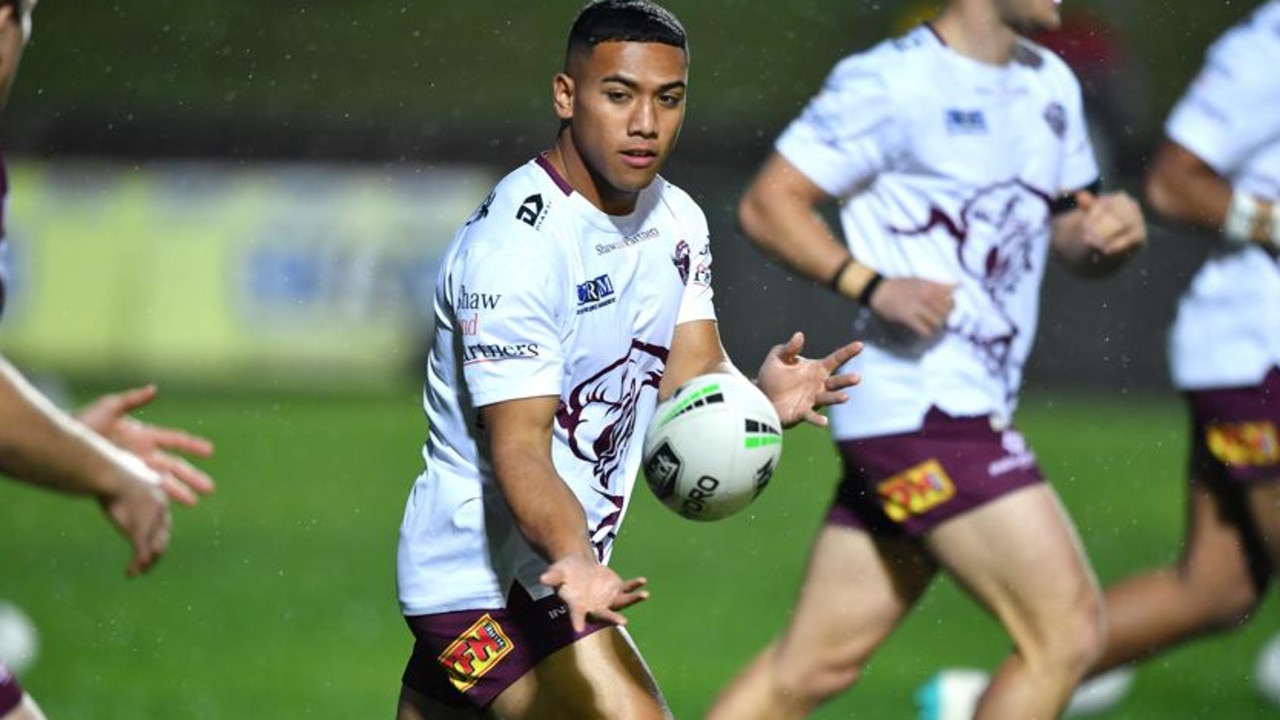 Manly young gun Albert Hopoate is off to Canberra. Picture: Gregg Porteous/NRL Photos