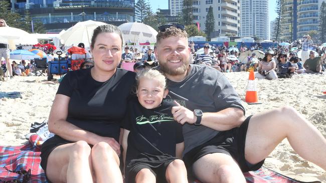 Aiden Page, Adriana Bibovic and Enzo Page at day three of the Pacific Airshow, 20 August 2023. Picture: Richard Gosling