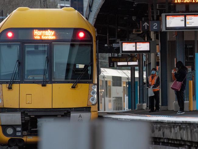 Commuters Wearing Masks pictured at Milsons Point train St on Thursday, 24 June 2021. Picture / Monique Harmer