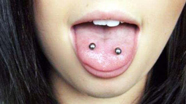 Tongue piercing online with snake eyes