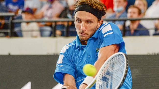 Arthur Rinderknech lost the Adelaide International men’s singles final after winning the first set. Picture: AFP