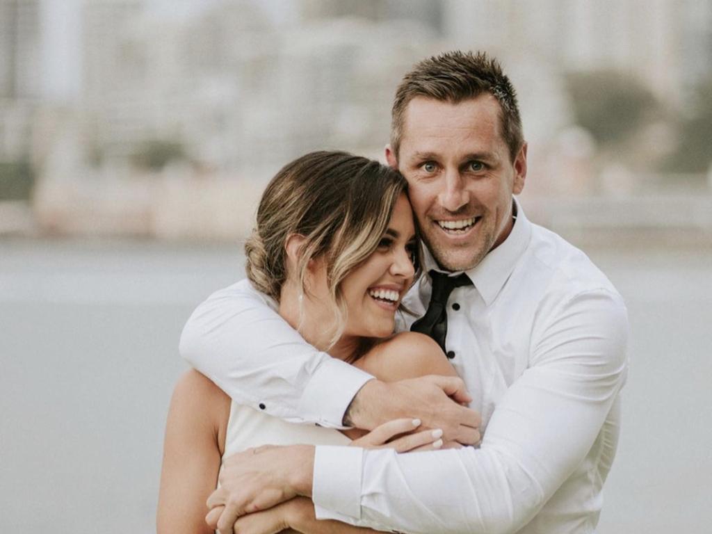 Newcastle Knights halfback Mitchell Pearce and fiancee Kristin Scott. Picture: Instagram