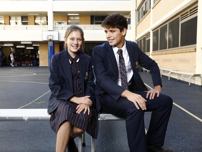 Maria Piccolo is starting Year 7at St Mary's Cathedral College in the Sydney CBD, joining older brother Jonathan Piccolo (Year 10). Picture: Richard Dobson