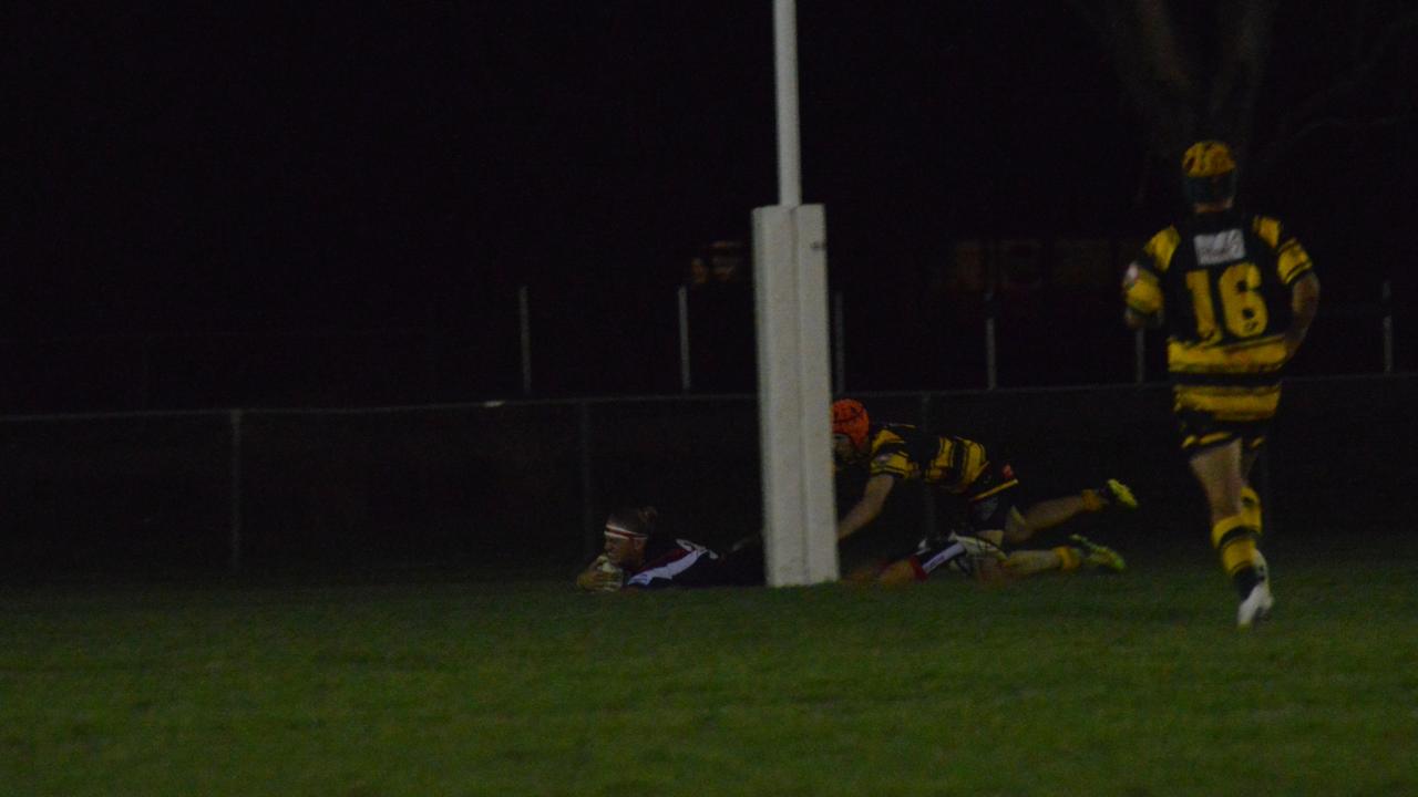 Warwick Cowboys score a try at the 2021 Barrett Shield.