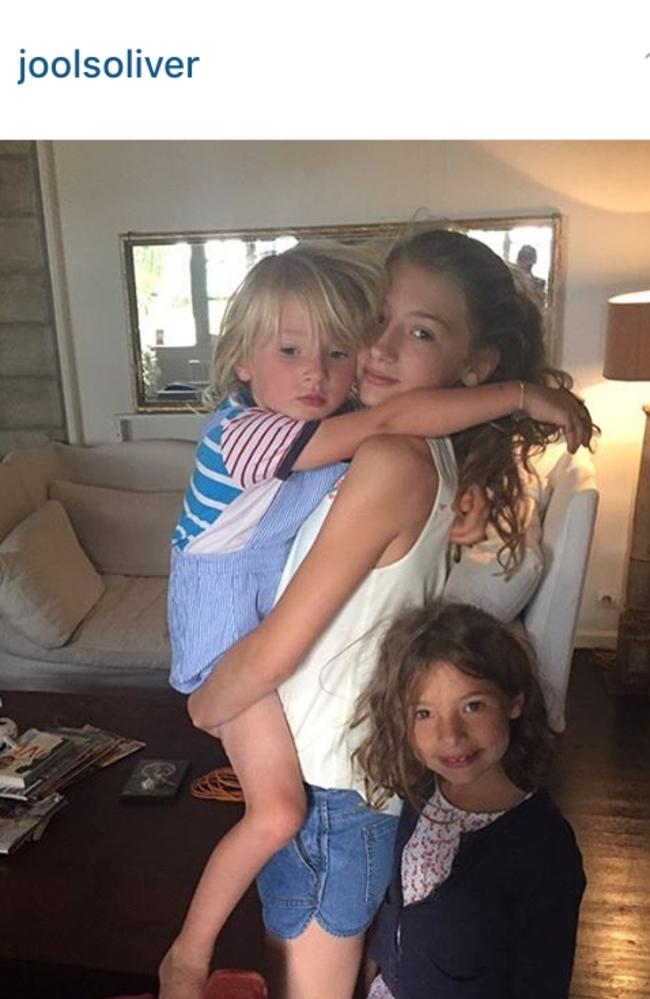 Jamie Oliver's son Buddy and daughters Poppy and Petal. Picture: Instagram/Jools Oliver