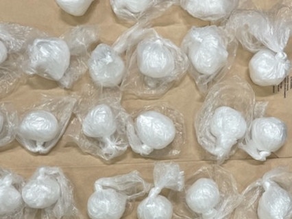 The 33 bags each allegedly containing an ounce of ice seized during the arrest of Kye David Campbell on the M1 Motorway on February 18, 2022.