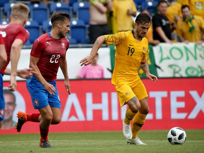 Risdon controls possession during the friendly win over the Czech Republic. Picture: Toby Zerna