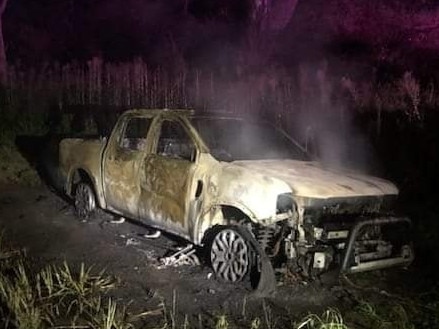 A burnt out car located at Boggabilla this week, a landmark becoming far from uncommon in the border town. (Photo: Facebook/ Goondiwindi Notice Board)