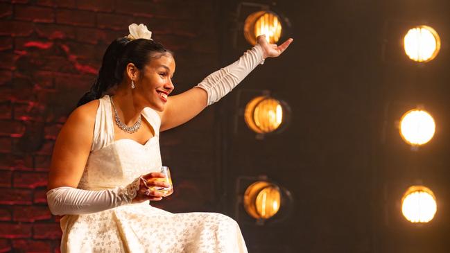 Zahra Newman as Billie Holiday, in State Theatre Company’s production of Lady Day at Emerson's Bar & Grill. Picture: Matt Byrne