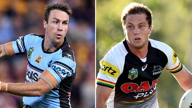 James Maloney and Matt Moylan in action.