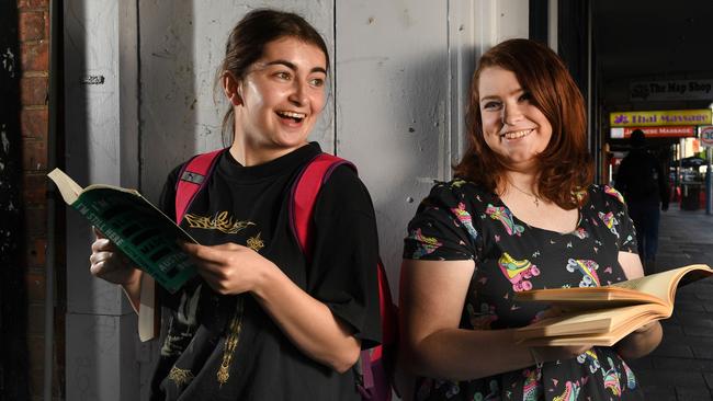 YOUTH INC. Students Brianna Williamson (20) and Naomi Sieben (20) at Youth Inc, Hindley Street. STORY: Youth Inc has seen its enrolments increase from just over 50 students last July to 120 this July. The school caters for kids who are disengaged or at risk of disengaging from the school system. Pictured on the 18th May, 2022. Picture: Tricia Watkinson