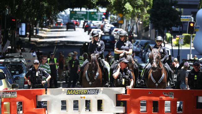 The Freedom Rally in the Brisbane CBD on Saturday. Picture: Annette Dew