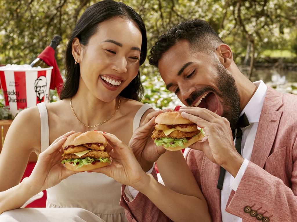 KFC's new BBQ Onion Ring Burger. Picture: Supplied