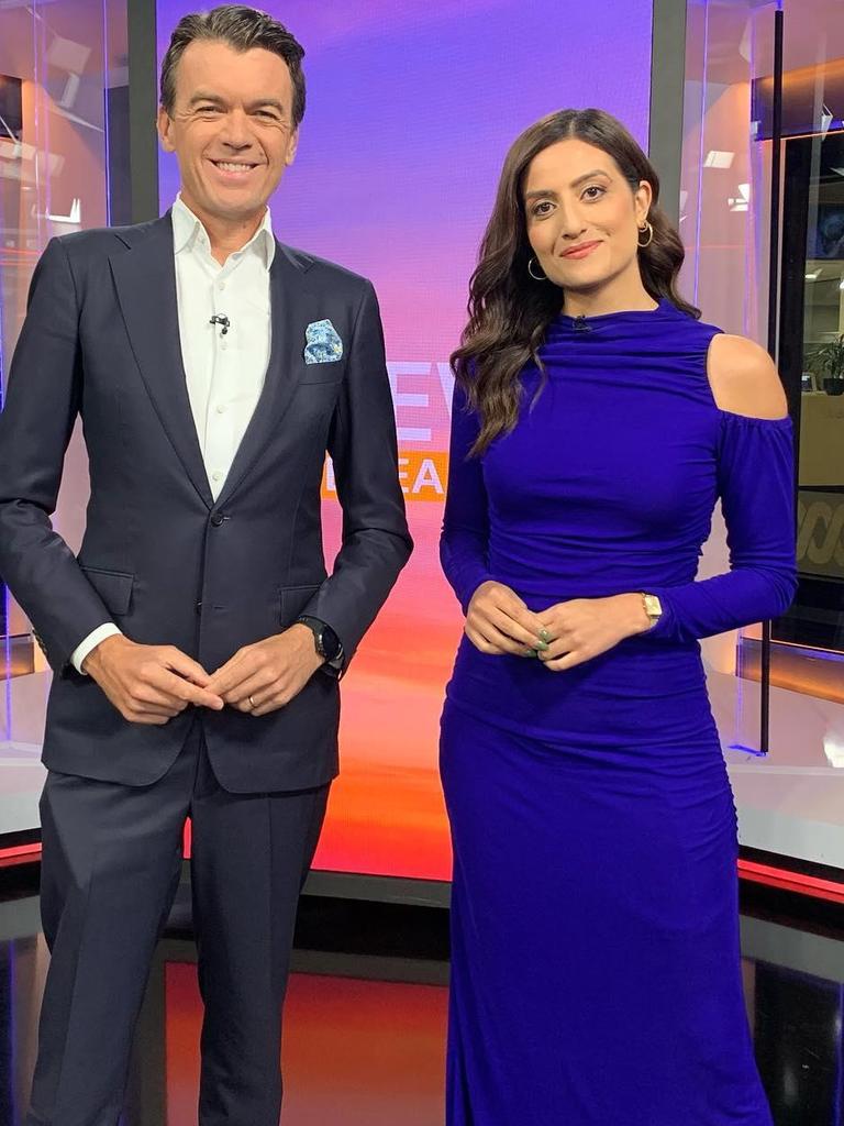 Former high profile ABC breakfast presenter Nour Haydar (R) who filled in as a co-host with Michael Rowland. Picture: Instagram