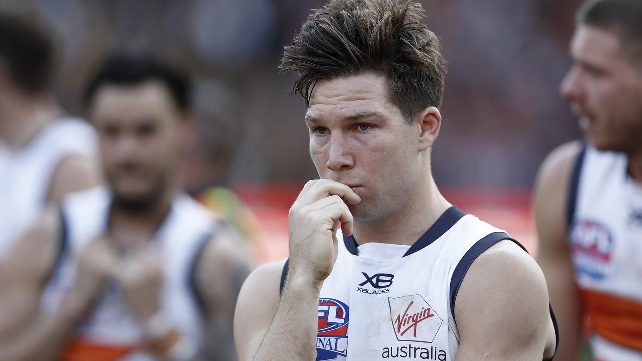 Toby Greene after the 2019 grand final loss to Richmond Picture: Ryan Pierse/AFL Media