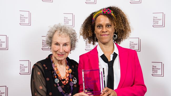 LONDON, ENGLAND (L-R) Joint winners Margaret Atwood and Bernardine Evaristo during 2019 Booker Prize Winner Announcement. (Photo by Jeff Spicer/Getty Images)