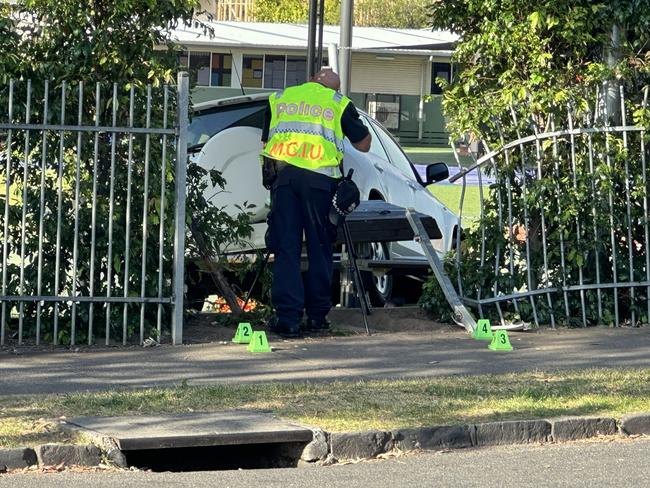 The scene of the crash at Auburn South Primary School. Picture: Mohammad Alfares