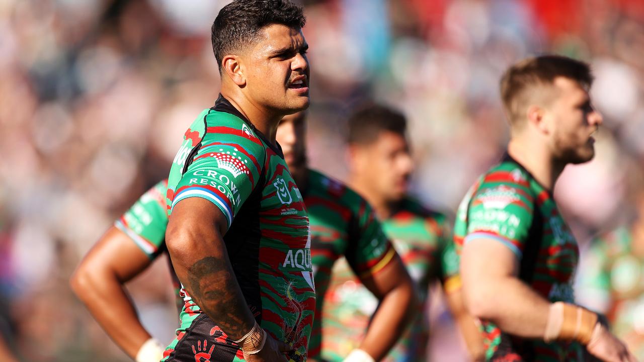 Latrell Mitchell looks on during the Dubbo drubbing (Photo by Mark Kolbe/Getty Images)