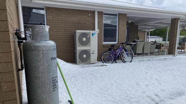 Locals were amazed at the hail in the middle of Grenfell. Photo: Facebook/Asher Woodrow