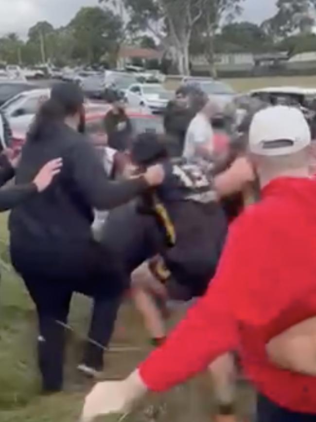 The brawl invovled rugby league players and fans.