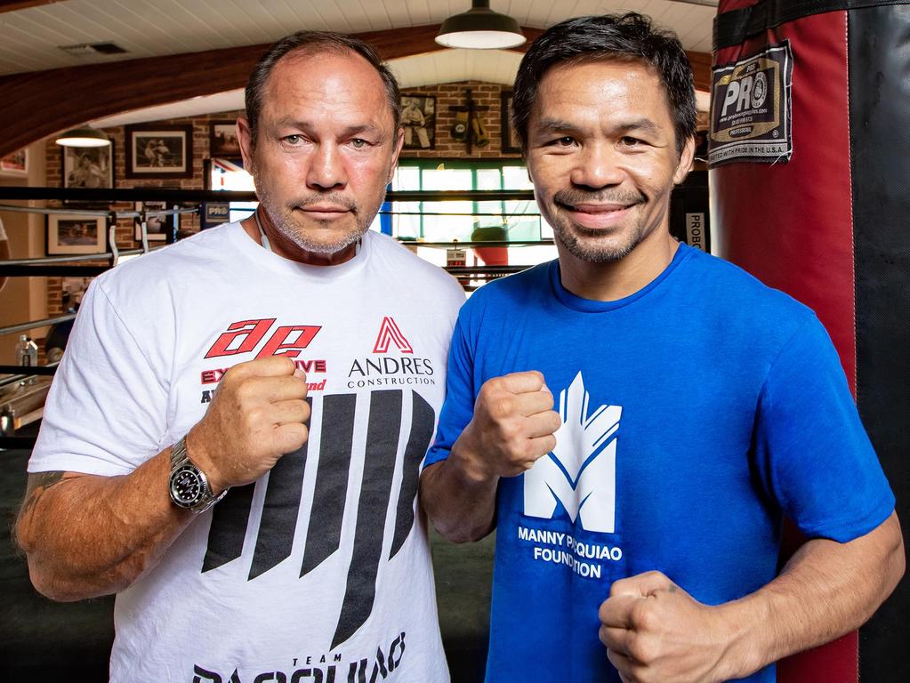 Strength and conditioning coach Justine Fortune and eight-division world boxing champion and Philippine Senator Manny 