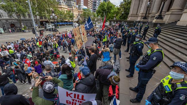 Protesters are rallying against vaccine mandates and proposed pandemic laws.