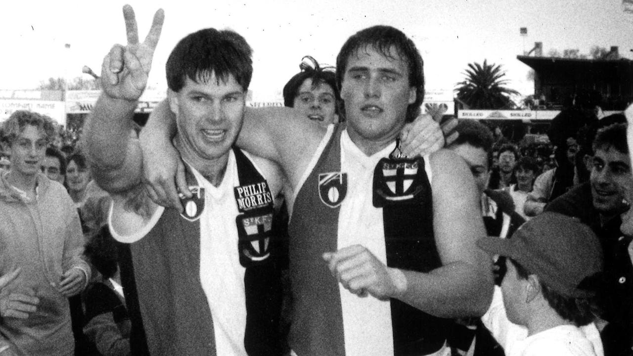 Danny Frawley with his much loved teammate Tony Lockett.