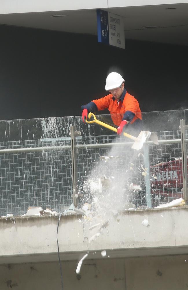 Demolition has continued at Allianz Stadium despite demands from Labor that the project be halted until after the election. Picture: John Grainger