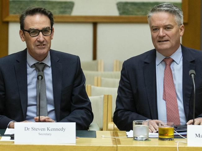 Treasury Secretary Dr Stephen Kennedy with Finance Minister Mathias Cormann. Picture Gary Ramage