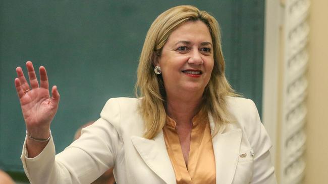 Premier Annastacia Palaszczuk speaks during Question Time at Queensland Parliament in Brisbane. Picture: NCA NewsWire / Glenn Campbell