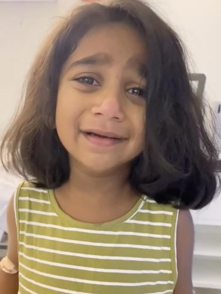 Tharnicaa Murugappan, four, is currently in a Perth hospital. Picture: Supplied