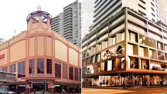 Before and after: Concept plans show what the existing Mandarin Centre (left) could look like if the development is approved (right)