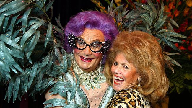 Dame Edna Everage with Lillian Frank.