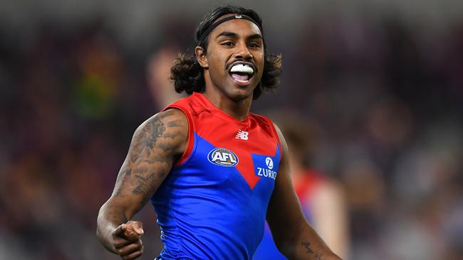 Kysaiah Pickett celebrates a goal. Picture: Albert Perez/AFL Photos via Getty Images