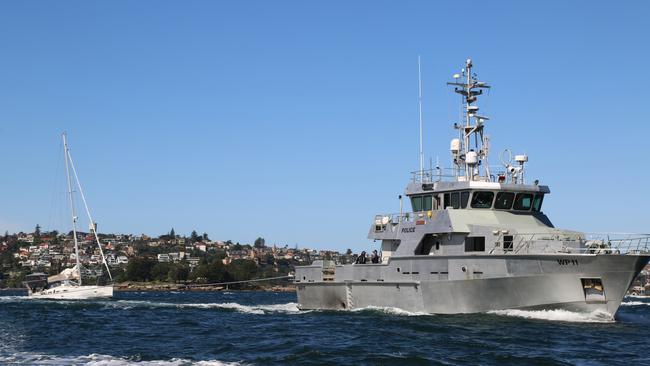 The yacht is towed into Sydney Harbour. Picture: Supplied