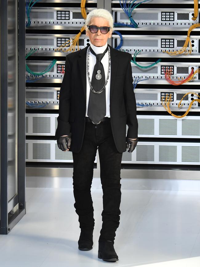 Designer Karl Lagerfeld walks the runway during the Chanel show as part of the Paris Fashion Week Womenswear Spring/Summer 2017. Picture: Getty