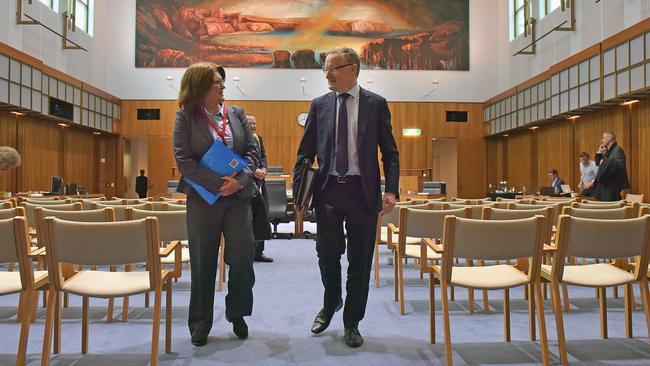 Ms Bullock, left, will start as governor of the Reserve Bank on Monday, replacing Philip Lowe. Picture: Getty Images