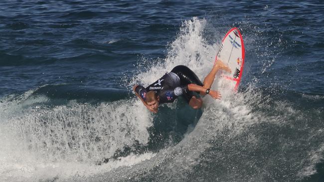 Mick Fanning will be taking to Snapper Rocks from 4pm for the World Champs heat during the Gold Coast Pro. Picture: NCA NewsWire / Damian Shaw