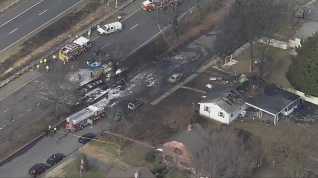 Aerial footage shows damage caused by deadly tanker explosion in Frederick County