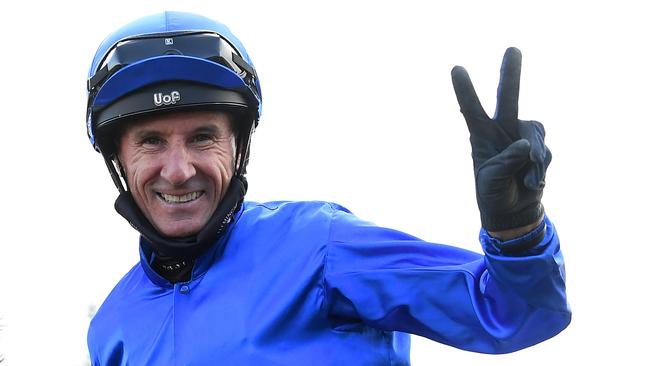 Glen Boss after riding Bivouac to win the Group 1 VRC Sprint Classic. Pic: Getty Images.