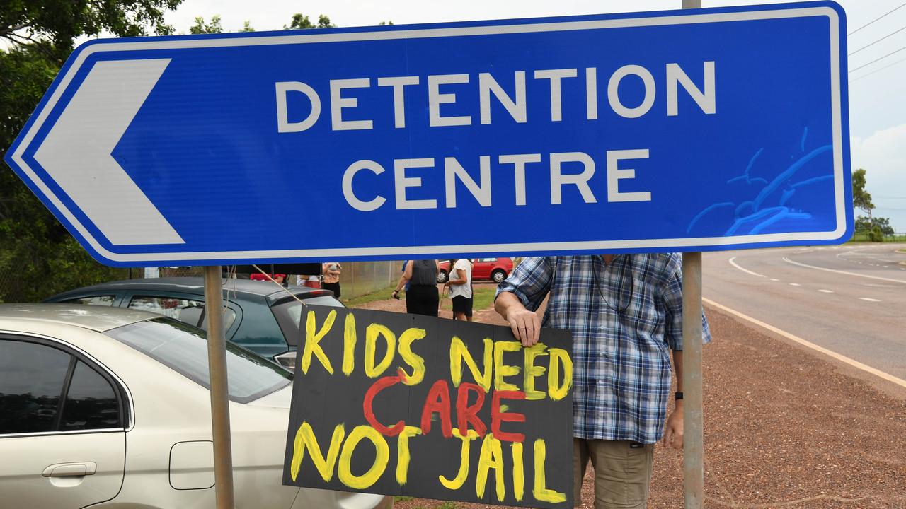 Protesters call for the closure of Youth Detention currently in the Berrimah Prison. Picture: (A)manda Parkinson