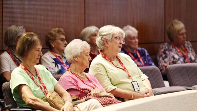 Residents of Cairns retirement villages filled the public gallery at the Cairns Regional Council ordinary meeting, to hear a deputation delivered by Kevin McRae and Colleen Duplock regarding the proposed changes to council rates. Picture: Brendan Radke
