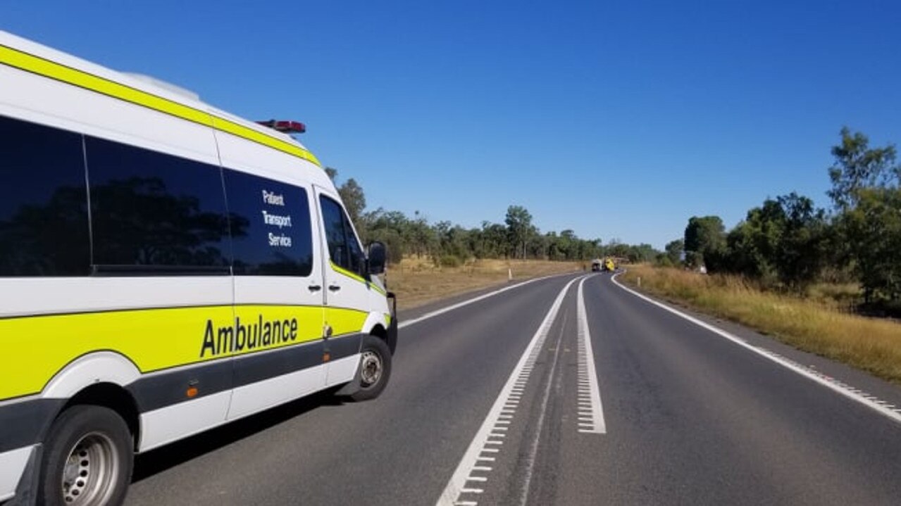 Emergency services at the scene of a train collision at Westwood, west of Rockhampton, on June 18, 2021.