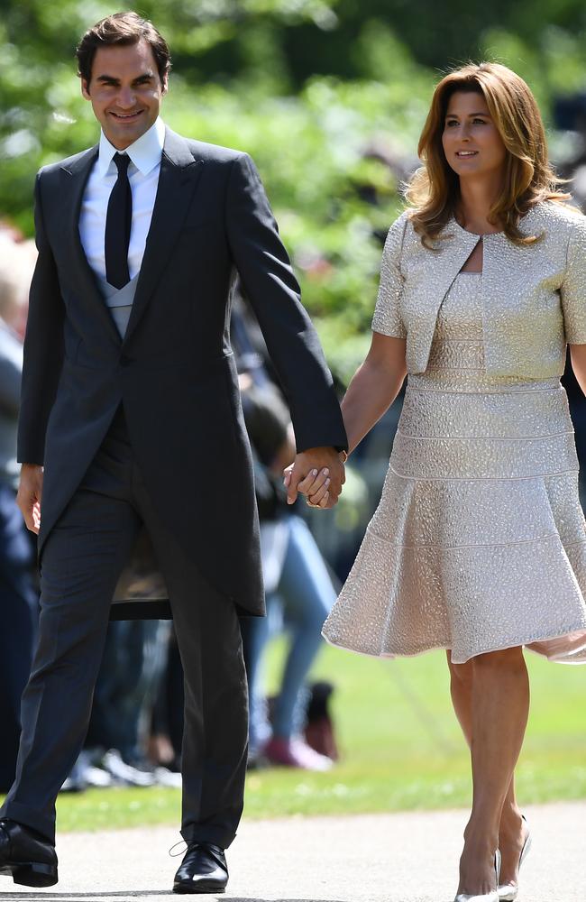 Roger Federer and his wife Mirka on their way to the wedding ceremony. Picture: Getty