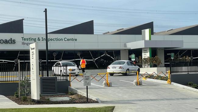 The main driveway at the new VicRoads Testing and Inspection Centre in Ringwood has been blocked off while crews fix an issue.