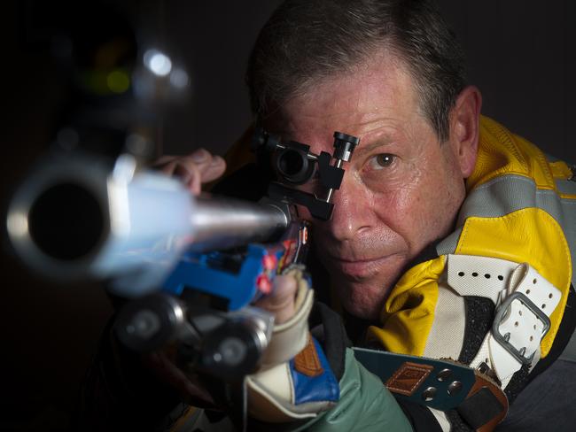 Macarthur Chronicle - Warren Potent (55 years old, pictured) is a target shooter who won gold in the Commonwealth Games and gold in the World Cup. Warren is going up against Jessica Fox, Stephanie Gilmore and Mitchell Johnson in the 2015 Australian Sports Person of the Year. All photographs taken at his Currans Hill home, NSW Australia.