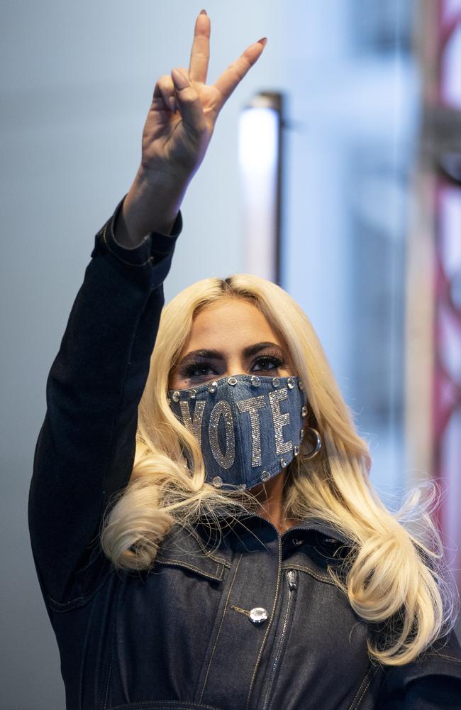 ‘Vote for Joe.’ Lady Gaga. Picture: Getty Images